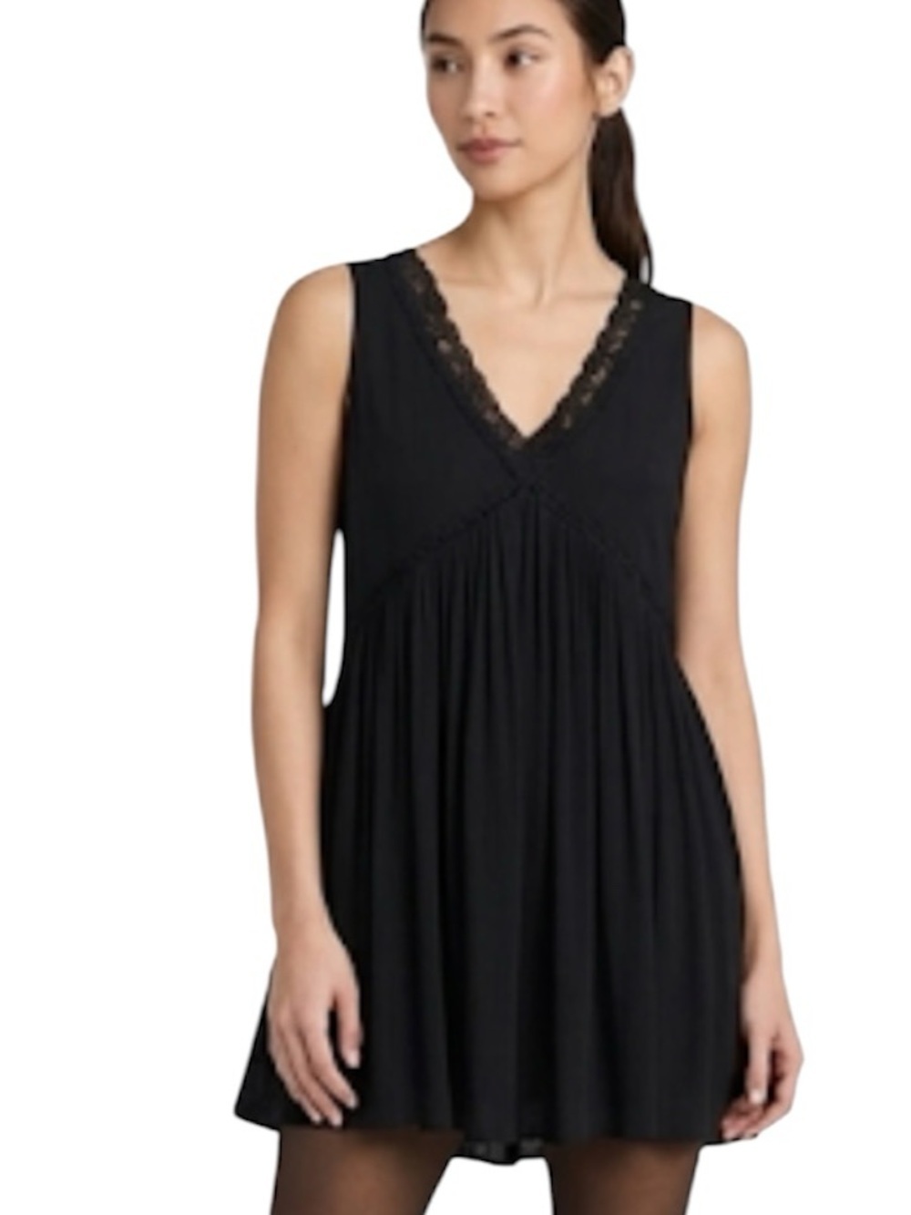 Kendall and Kylie pleated lace sleeveless black mini dress or top size S